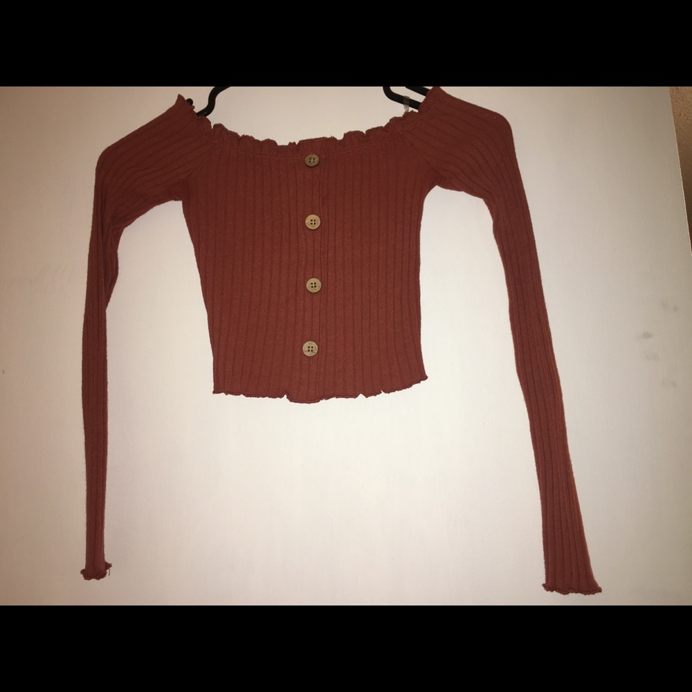 Burnt orange off the shoulder longsleeve size XS
